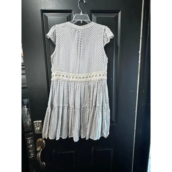 lemlem Women's Wibi V-Neck Lace Trim blue white Short Mini Dress Size Large - Picture 8 of 9